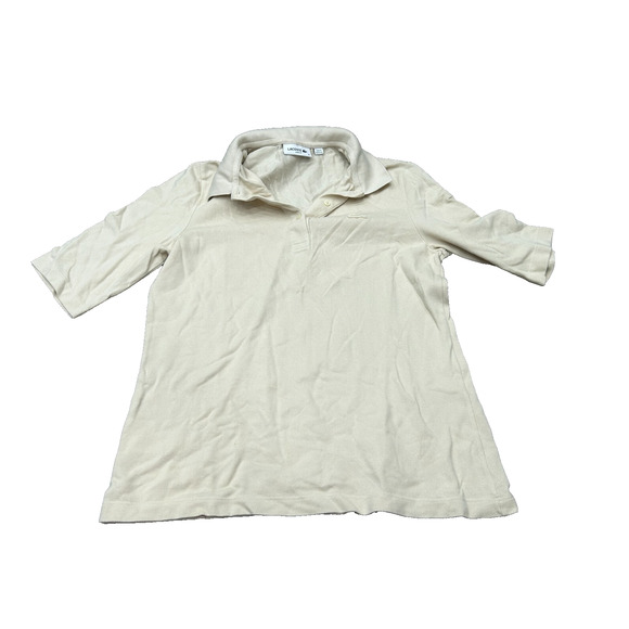Lacoste Mens Ivory Short Sleeve Button Front Slim Fit Logo Polo Shirt Size 42 - Picture 1 of 7